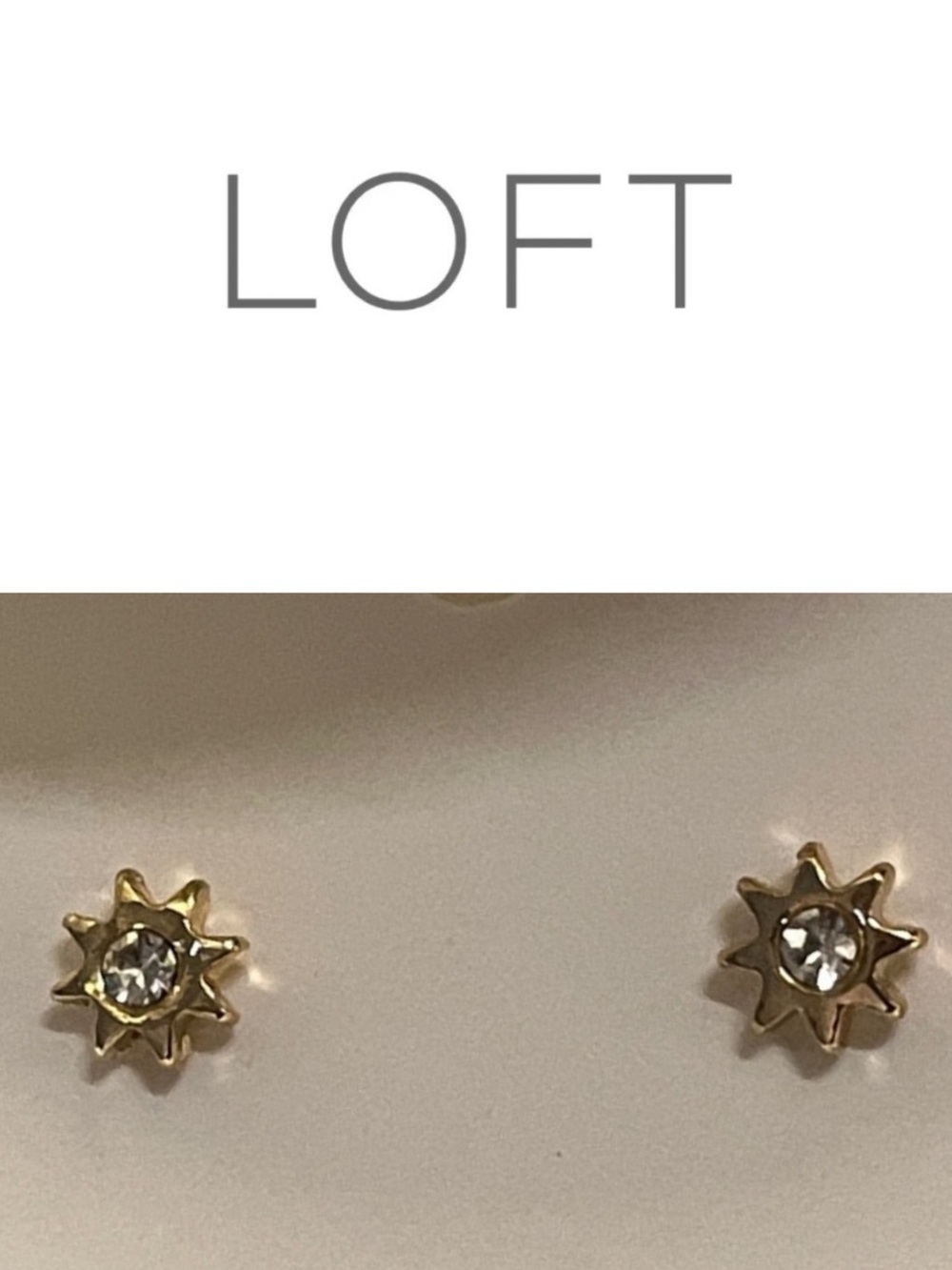 Ann Taylor LOFT Gold Crystal Sun Stud Earrings